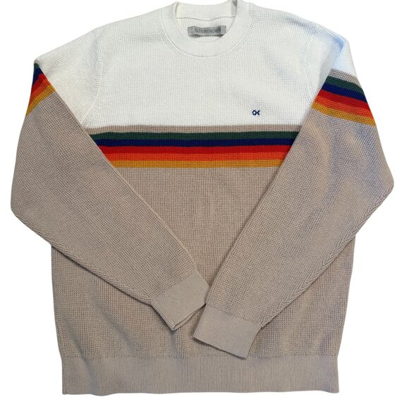 Outerknown Nostalgic Sweater Men’s Size Medium Striped Knit Crewneck 70's - Picture 1 of 5